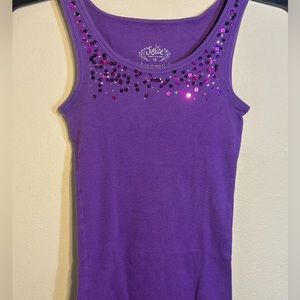 Justice Purple Sequin Sparkly Girls size 10 Tank Top